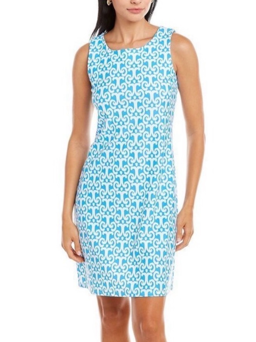 New Jude Connally Beth Shift Dress in Ikat Mini Soft Blue Size Small